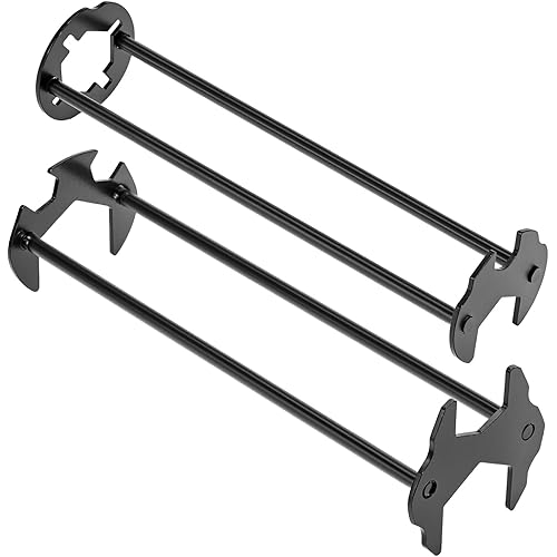 QWORK Multifunctional Basin Wrench Set of 2 - with 7 Standard Buckles, Universal Under Sink Plumbers Tool, 360° Rotation Alloy Steel Wrenchs