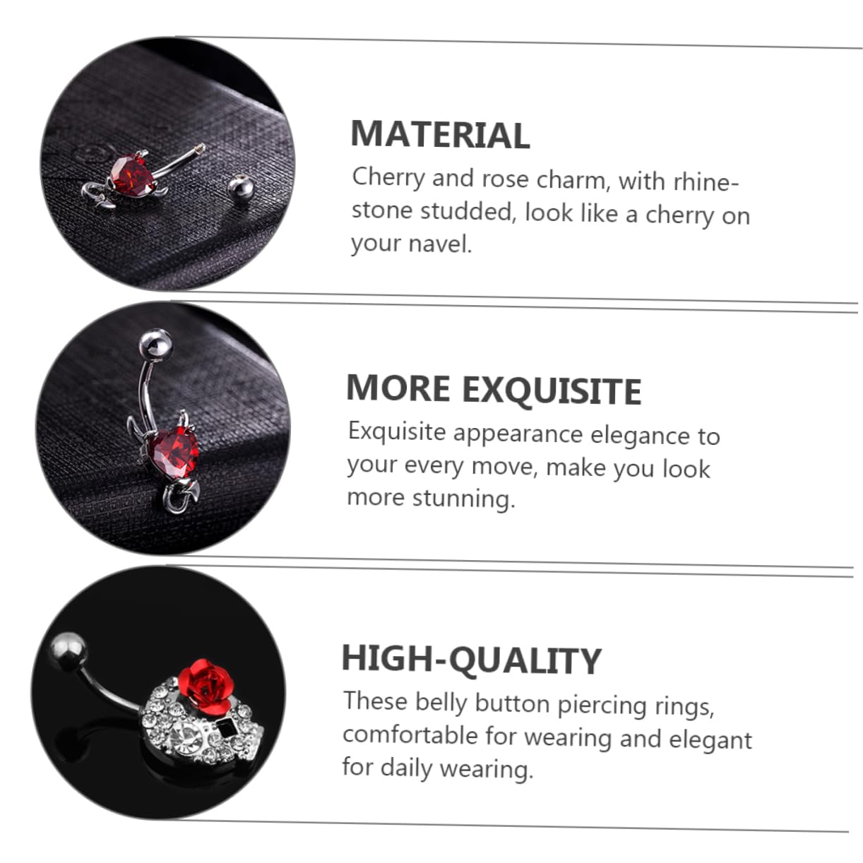18piezas Anillo De De Inoxidable Brillantes Forma De Cereza Para Body Piercing Joyería Elegante Para Mujeres y Hombres