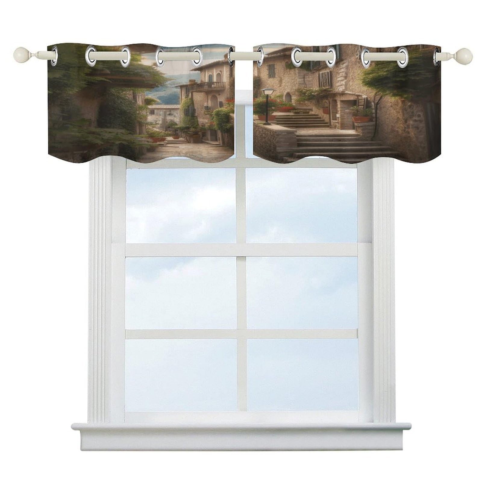 Fekiloot Style Italy Tuscan Short Curtains Valance Curtain