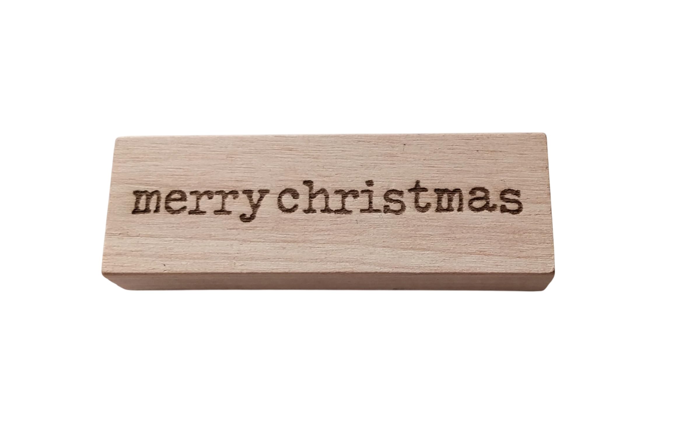 Chic Cottage Crafts Yellow Beige Wood Merry Christmas Vintage Font - 7Cm Sentiments Wood Mounted Rubber Stamp