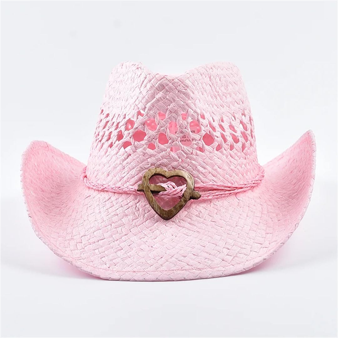 Cappello di paglia da donna, stile occidentale, per attività all'aperto, spiaggia, cappello da sole, Pnnrk, Etichettalia unica