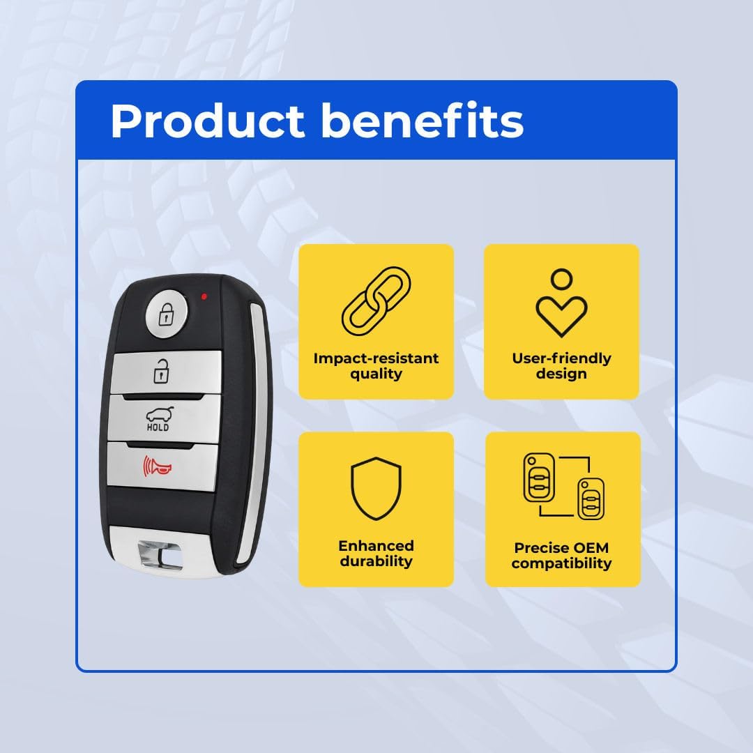 Replacement Remote Key Fob for Optima 2014 2015 Rio 2015 2016 2017 Kia Sorento 2014 2015 FCC ID: SY5XMFNA04 Part Number 95440-2T510 95440-1U500 95440-1W101