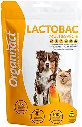 Lactobac Multiespécie, Suplemento Probiótico e Prebiótico em Pó, 100g, para Cães, Gatos e Aves.