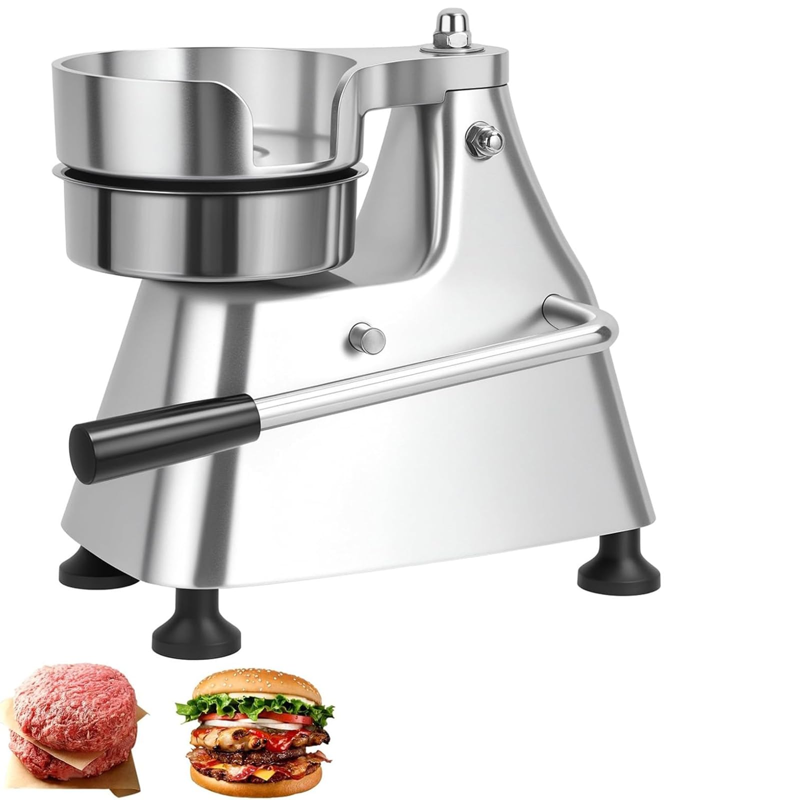 DFEDHF Commercial Hamburger Patty Maker, 100/130/150mm Heavy Duty Stainless Steel Bowl Burger Press Machine with 3 Tray, Time-Saving Opereation and Easy to Clean for Hamburger Crab Cakes Sausage