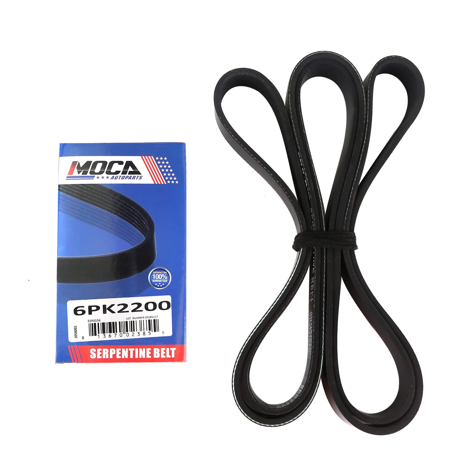 MOCA 6PK2200 EPDM Serpentine Belt - Compatible with 01-09 Mazda B4000 4.0L, 07-11 Dodge Nitro, 01-05 Ford Explorer Sport Trac, 98-99 Cadillac Seville 4.1L