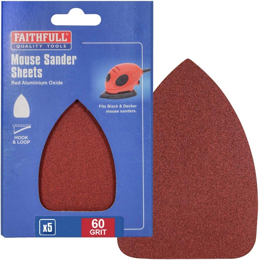 Faithfull AOMOUSEC Coarse Hook and Plain Loop Mouse Sander Sheet Red