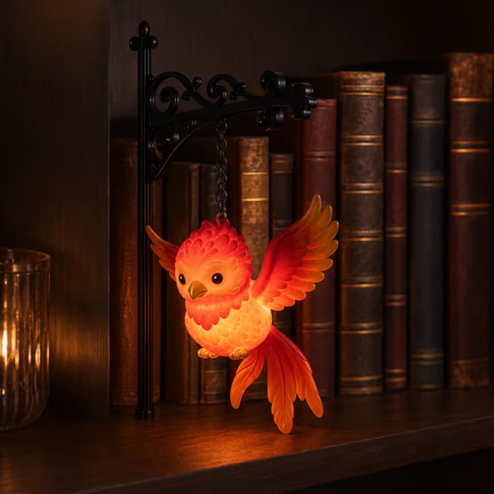Enchanted Hanging Bookshelf Light, Decorative Ambient Lantern with Soft Glow, Ideal for Reading Nooks and Bookcases, Thoughtful Gift for Book Lovers, Cozy Indoor Accent Lighting，Bird