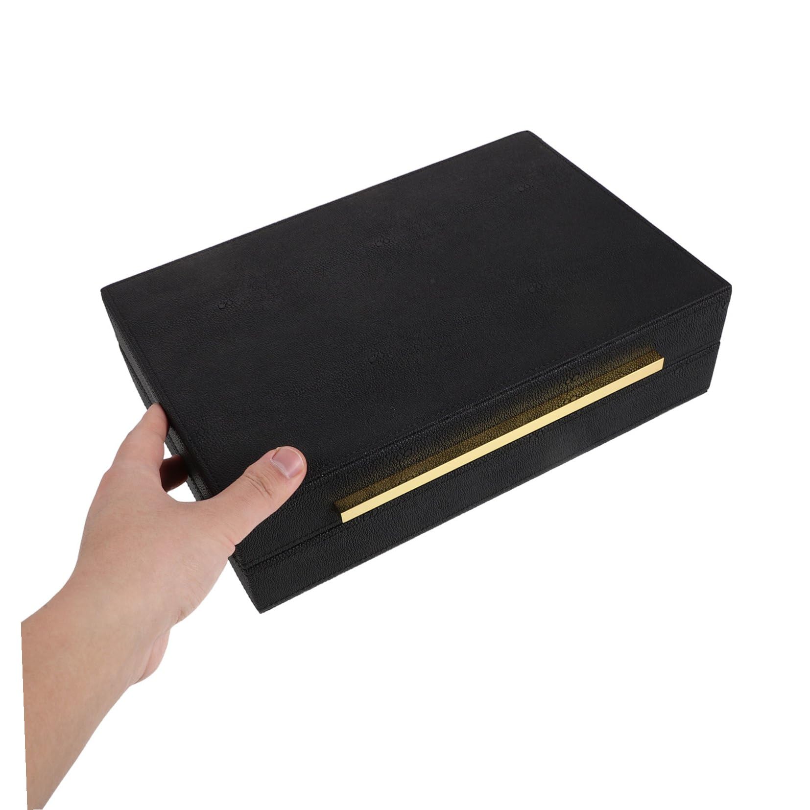 HEMOTON Scatola Portagioie in Ecopelle Nera per Braccialetti e Collane con Scomparti Strutturati, Design Elegante e Funzione Anti Disordine per Uso Domestico e Viaggi