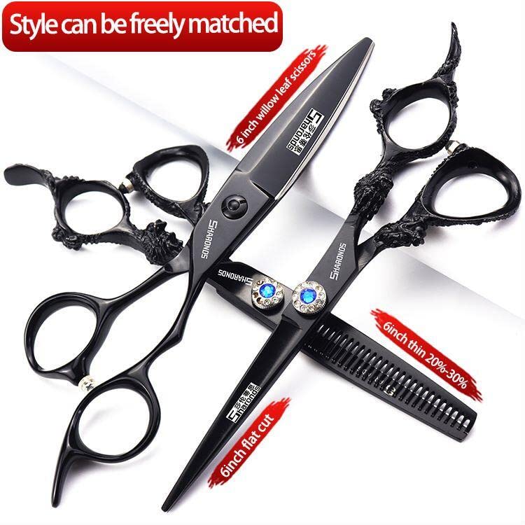 Profi Friseur Schere Barber Scheren Haar Schneiden 6/7 Zoll Hohe Qualität Effilierschere & Schneide Set (6-Zoll 3-teiliges Set)