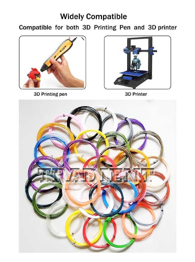 Image of Creative Multicolored Printing PLA Filament for 3D Pen (1.75 mm Thickness, 5 m Each) - Set of 10