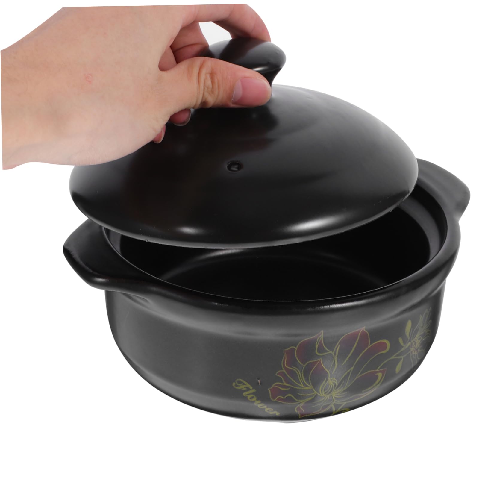 Casseruola in Ceramica da 1100ml Coperchio, Riscaldamento Uniforme e Mantenimento del Calore, per Zuppe e Cottura in Cucina