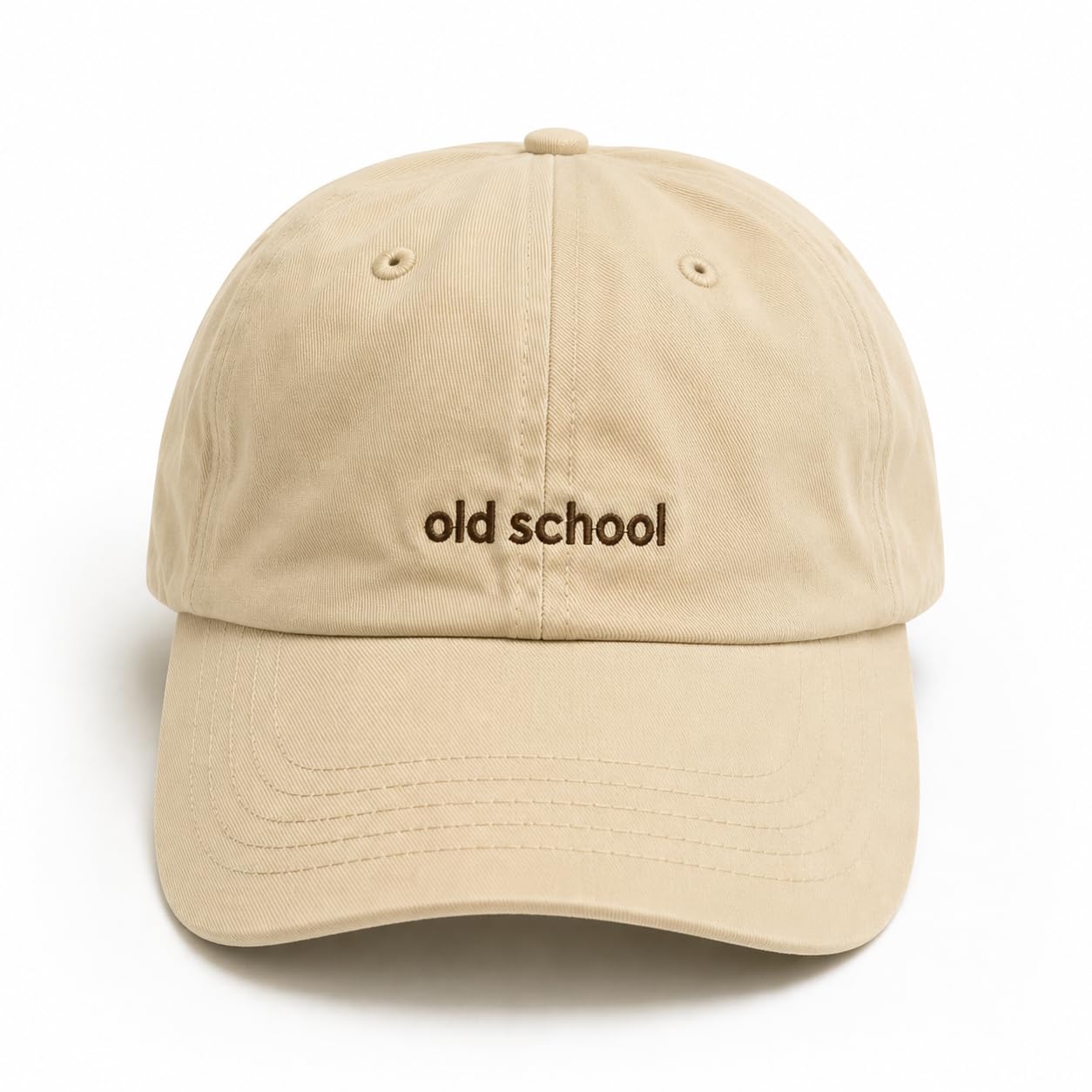 droop Old School Embroidered Dad Cap for Men & Women | Beige 6 Panel Unstructured Cap | Adjustable Plastic Snap Closure | Soft Sweatband | Pre Curved Visor Soft Crown for All Day Comfort (Pack of 01)-picture-10