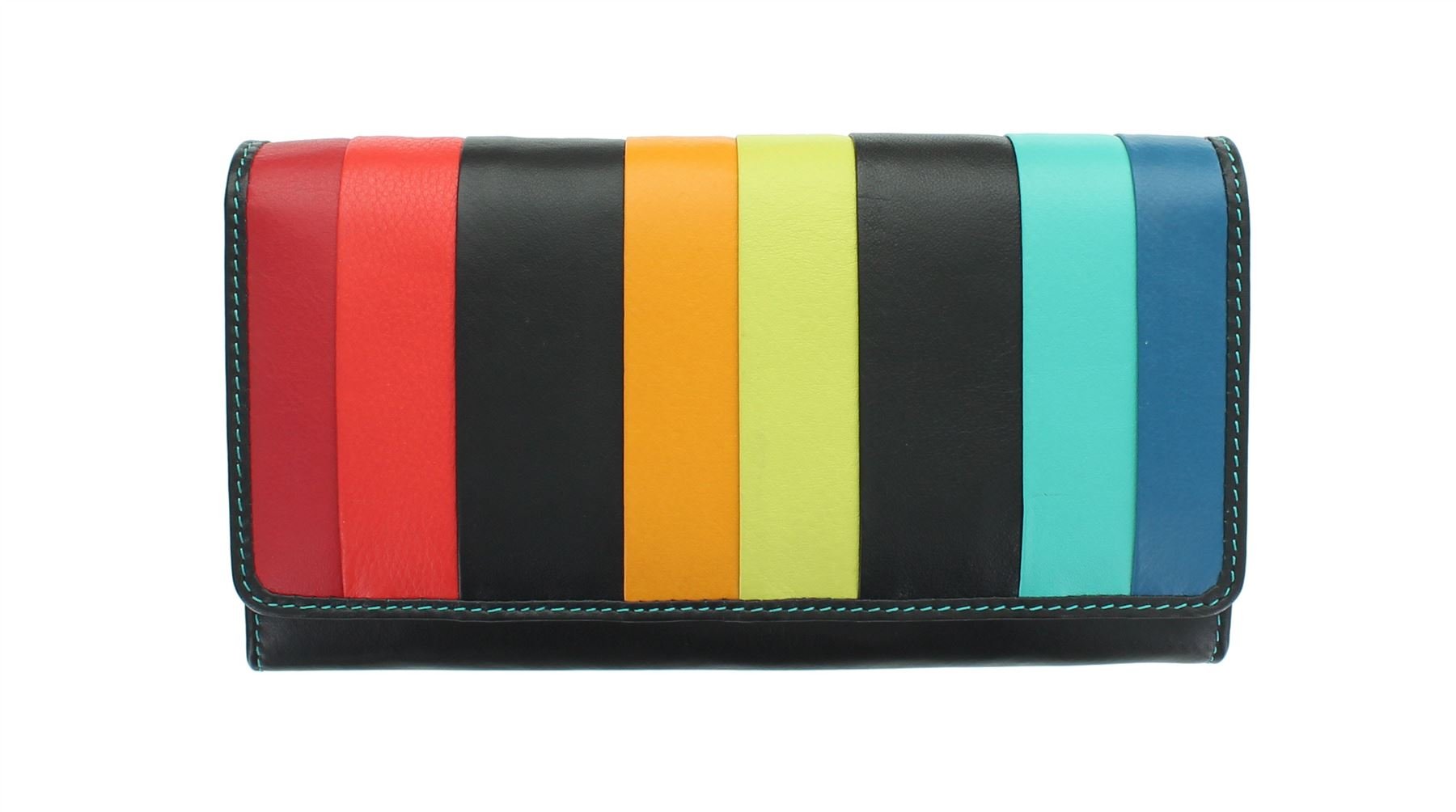 VISCONTISantorini Collection Kos Leather Purse With Rfid Protection Str4 Black Multi