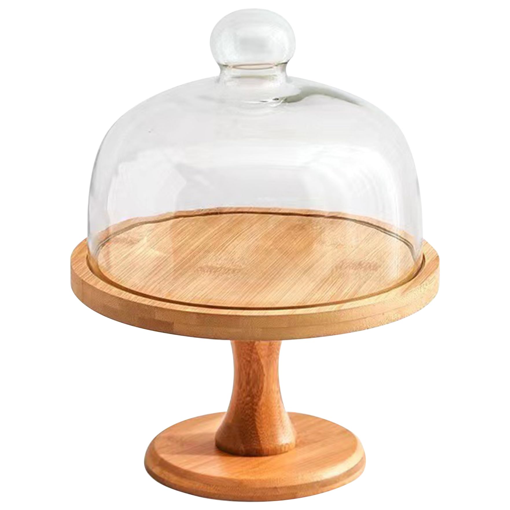 Uanqfegy Cake Stand - 8" Wooden Stand with Glass Dome Lid