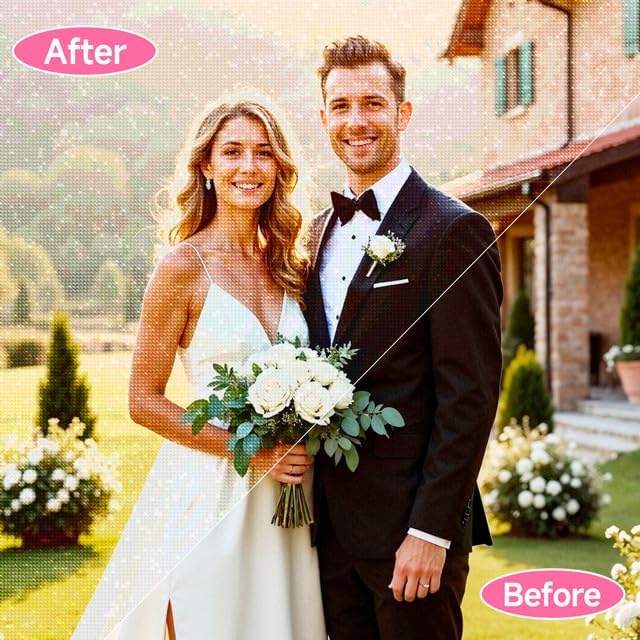 Rainsar Custom Diamond Painting Kit, Personalized 5D Diamond Art from Photo, DIY 5D Full Drill Crystal Rhinestone with Complete Tools, Wedding Anniversary Valentine's Day Gift, 50x60cm