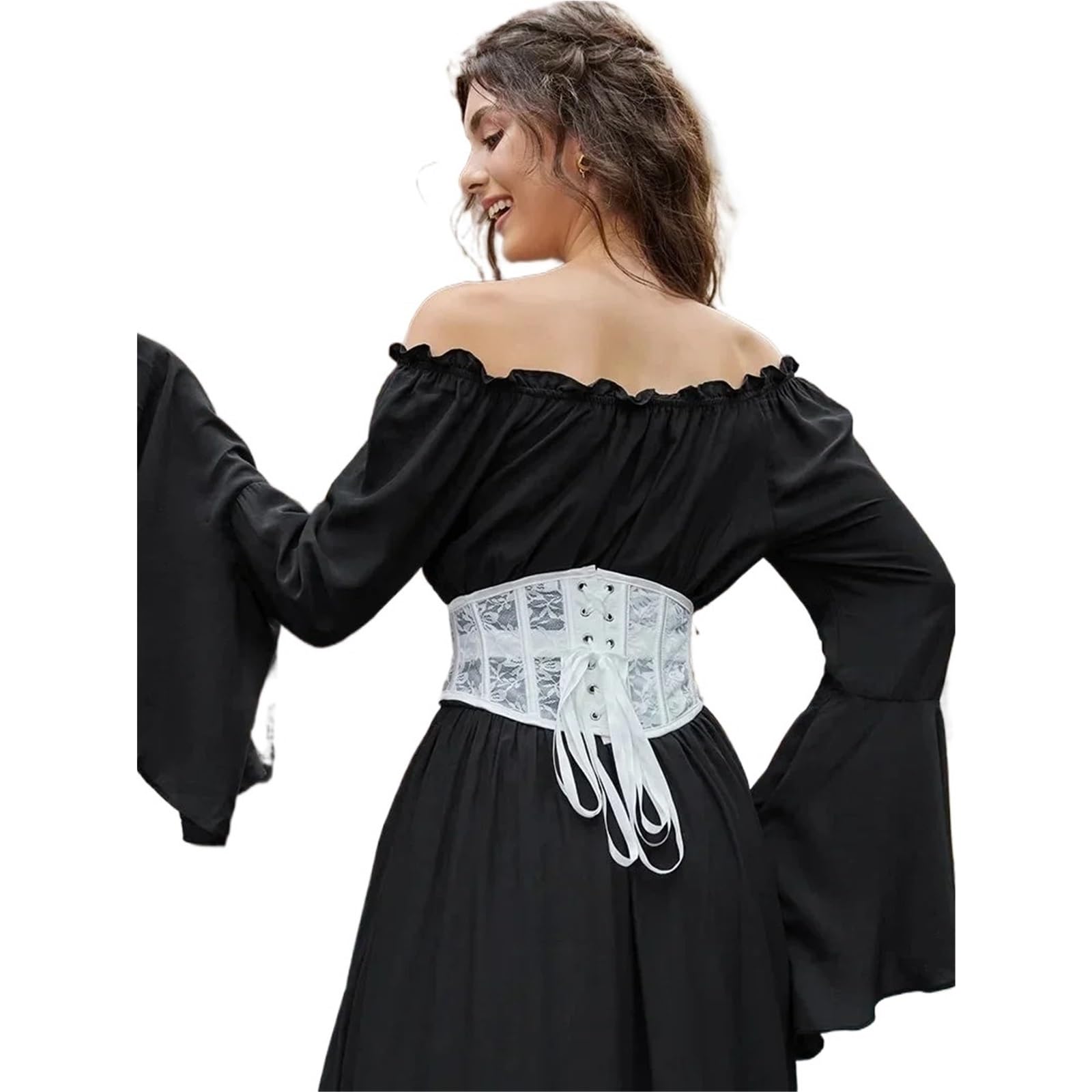 Corset Bustier Femme Elegant Black Gothic Lace Corset Belt – Ideal For Evening Wear And Cosplay Events