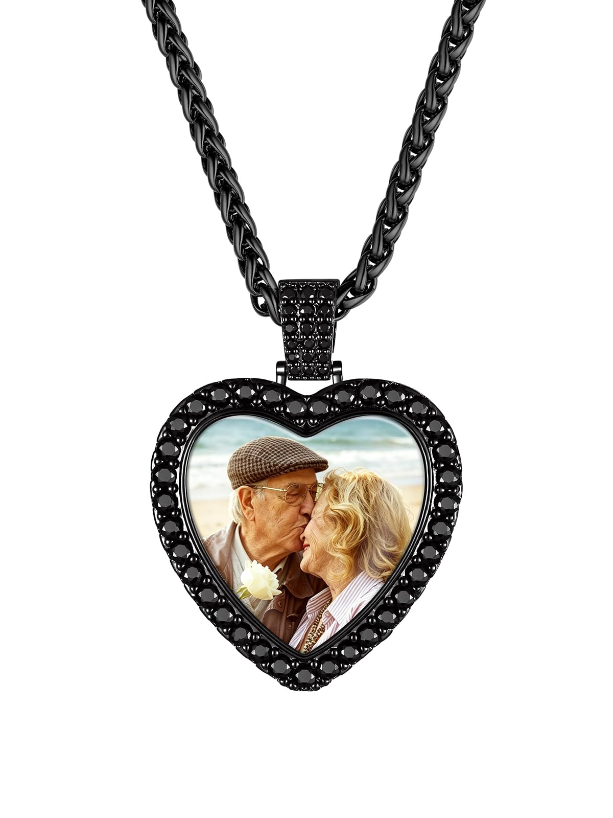Custom4U Picture Necklace Personalized Photo Circle Chain for Men Women