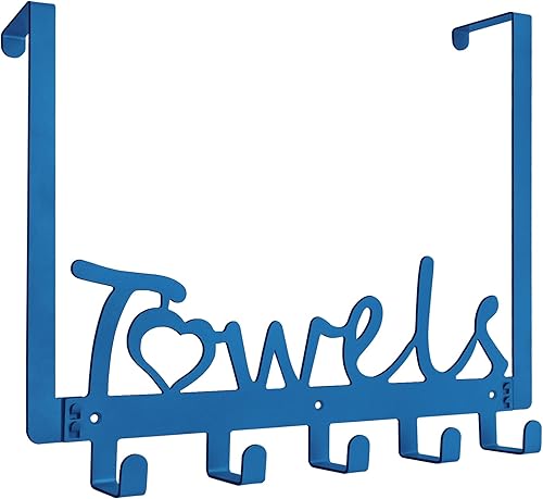 LLPJS Ganchos para toallas sobre la puerta, toalleros de metal, soporte de toalla con letras de corazón para colgar toallas de baño, toallas de