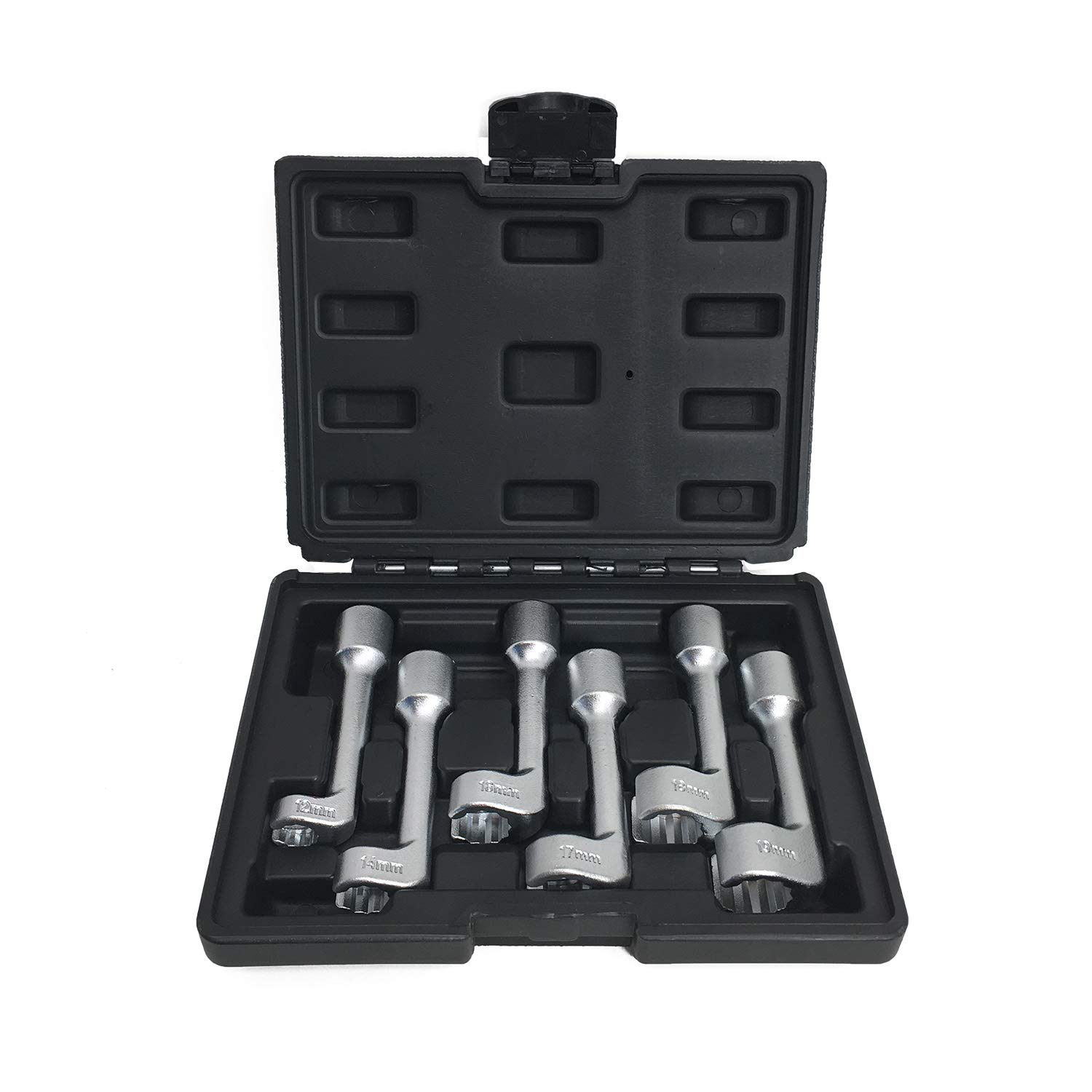 Yctze 6 szt. Zestaw Kluczy Nasadowych do Wtrysku Paliwa 1/2 "DR 12 14 16 17 18 19 Mm Otwarte Nasadki do Dokręcania Nakrętek i śrub w Ograniczonych Przestrzeniach z Solidnym Schowkiem