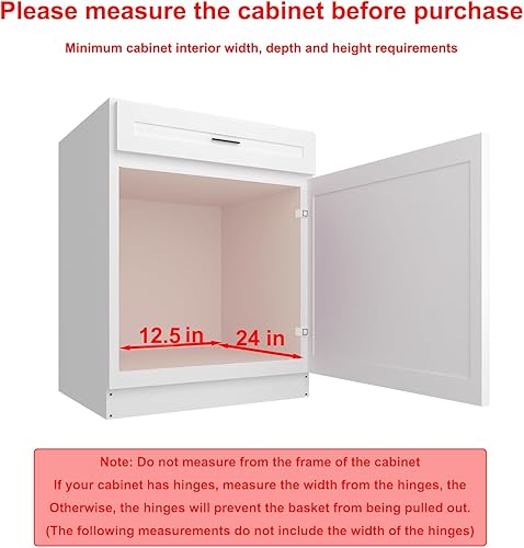 Miniatura 9 de Organizador de gabinete extraíble de 11 pulgadas de ancho x 21 pulgadas de profundidad, estantes extraíbles de gabinete de cocina resistente, cesta