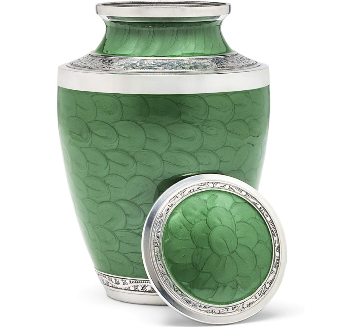 Eternal Harmony Green Cremation Urn For Human Funeral Ashes With Elegant Finishes To Honor And Remember Your Loved One (Carefully Handcrafted) (Green)