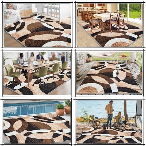 Tapis géométrique lavable en machine résistant aux taches 200x260cm salon - 6