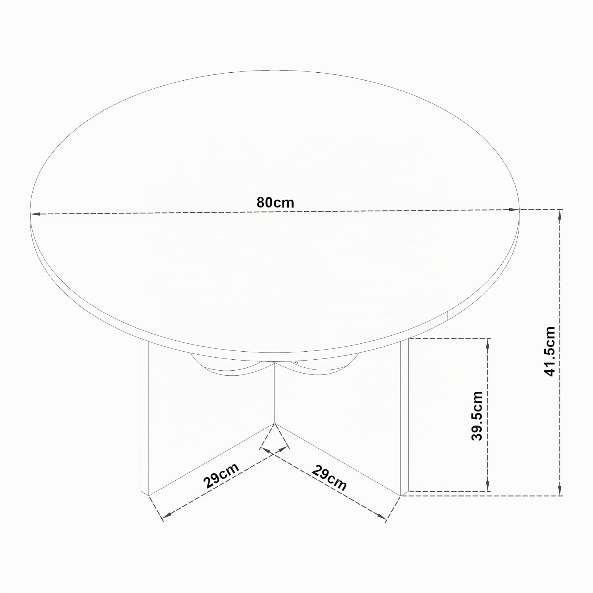 [en.casa] Mesa de Centro Rindal con Tablero Circular Mesa Auxiliar para el Salón Mesa de Café con Base Decorativa Aglomerado 80 x 41,5 cm - Efecto Roble