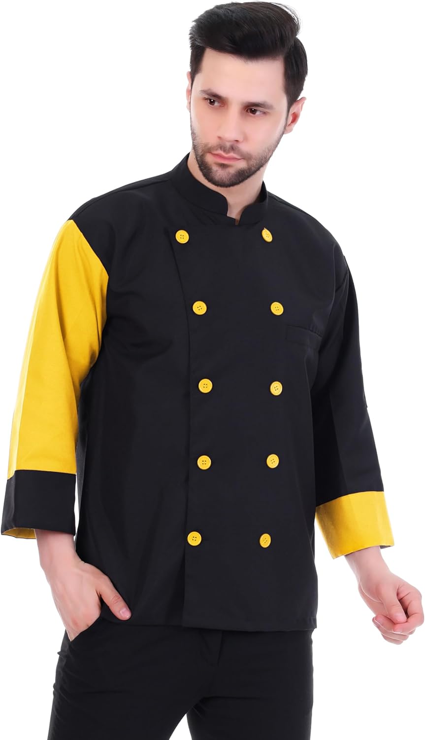 KR-95 Self Design Black Chef Jacket | Chef Coat | Chef Uniform for Men | Chef Dress for Kitchen