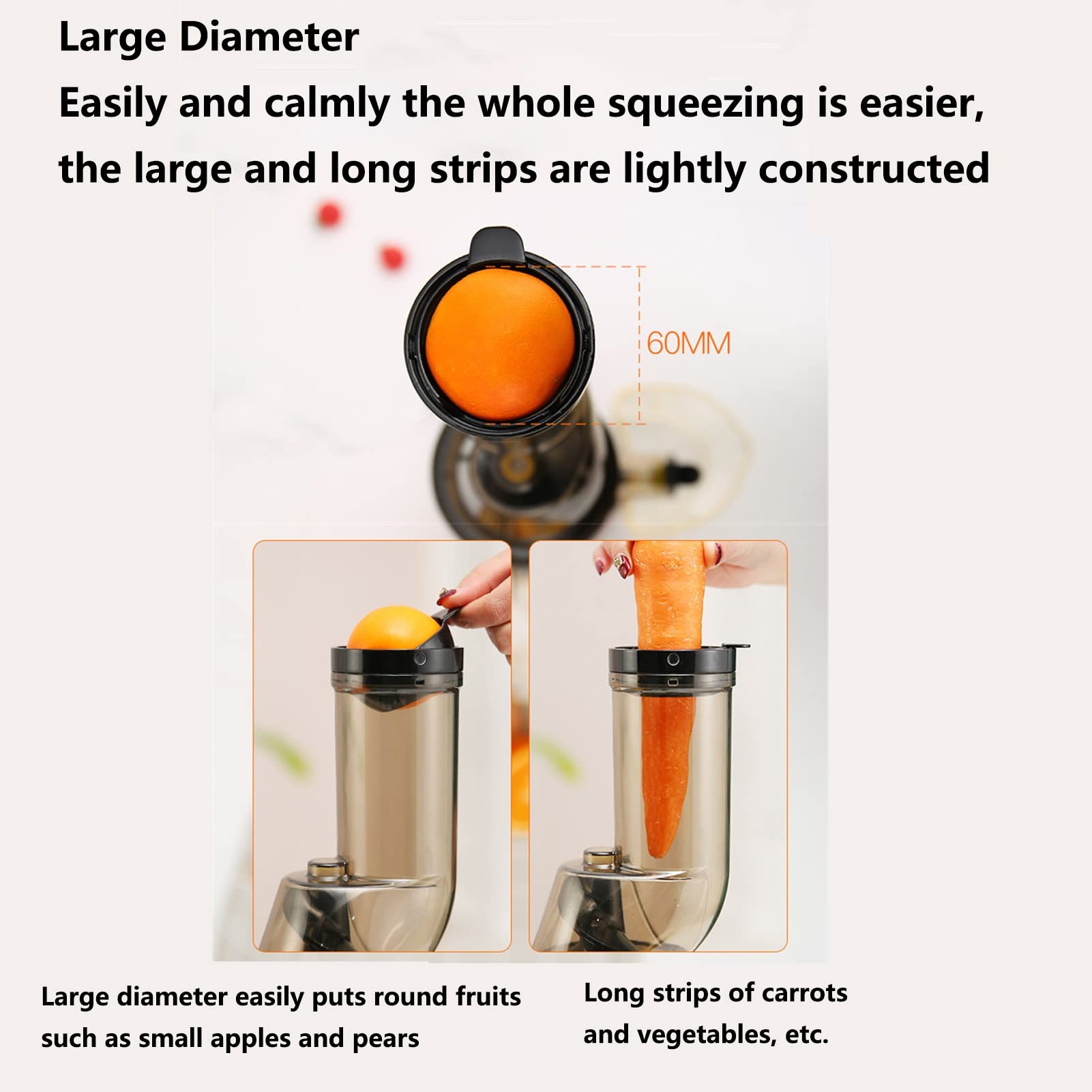 Extractor de exprimidor de masticación Lenta Máquina exprimidora compacta de Prensa en frío con función inversa Extractor de Jugo de Frutas y Verduras Frescas con Alto Contenido de