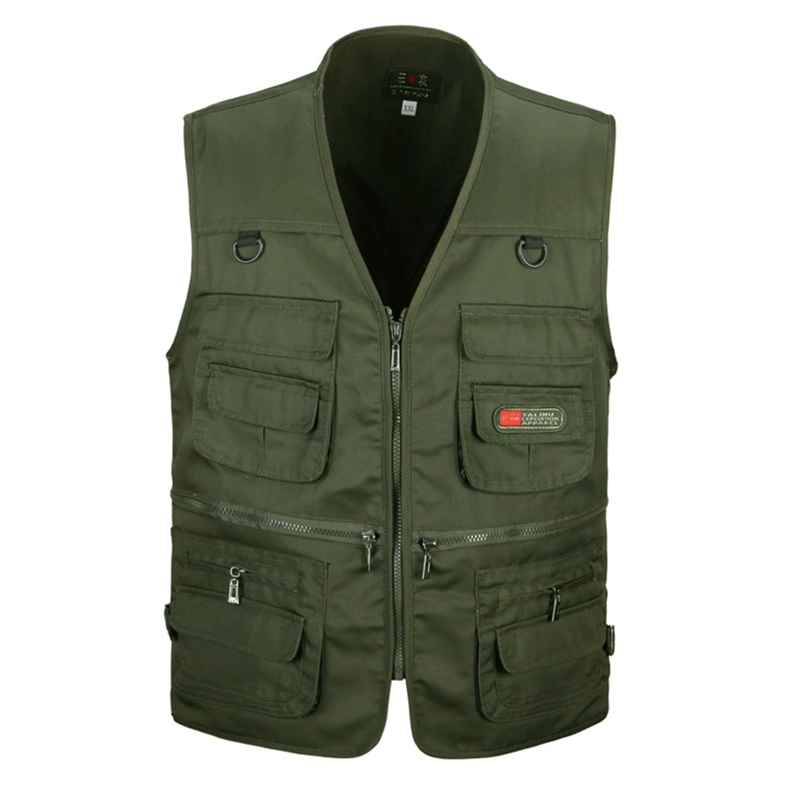 Wygwlg Gilet da pesca da lavoro da uomo Tinta unita Tasche multiple Cerniera Senza maniche Gilet primaverile per maglia da pesca Cargo Giacca senza maniche Gilet tattico