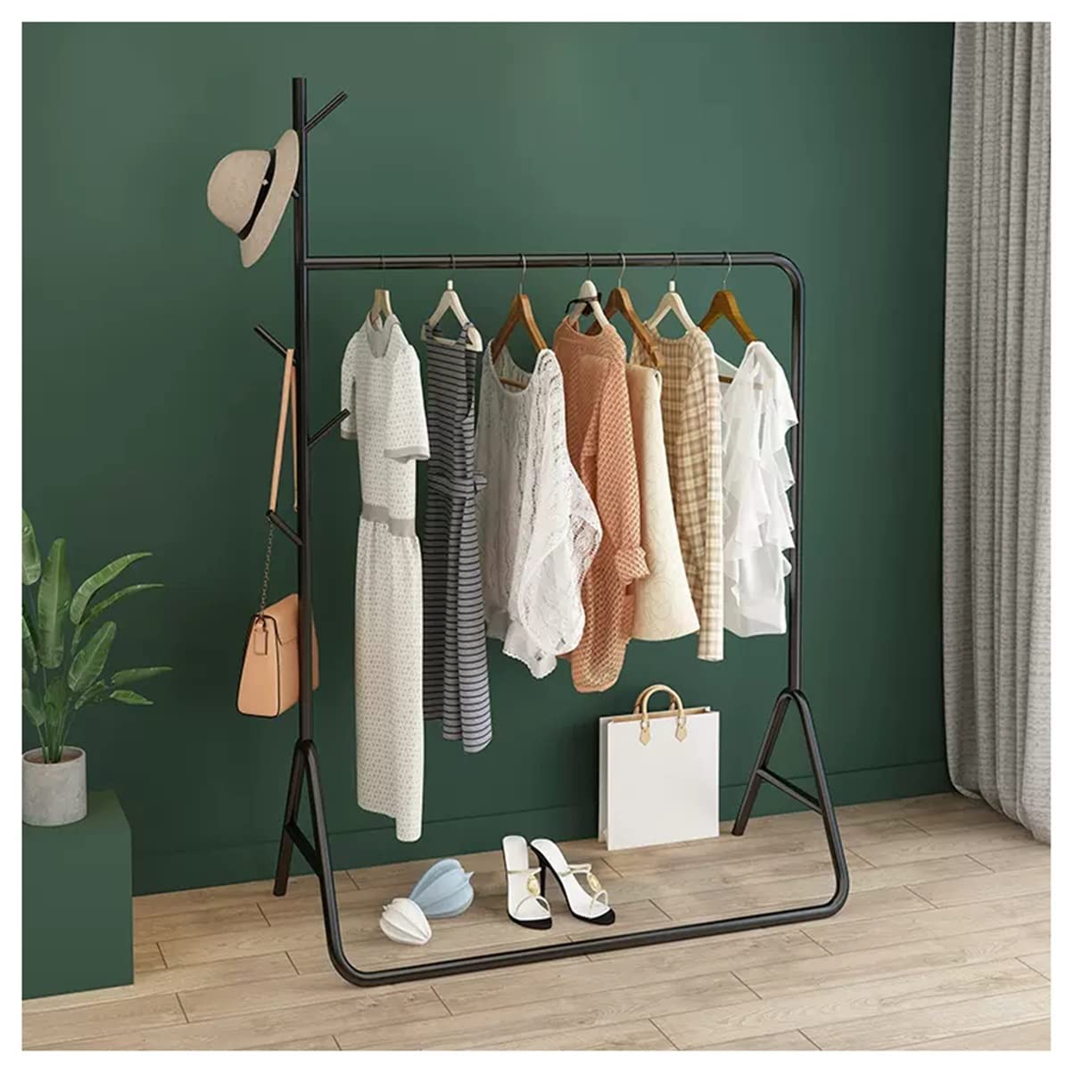YNBSHGAA Garment Rack Free-Standing Clothes Rack Clothing Rack Coat Rack for Hanging Clothes Boutique Portable Garment Rack/Gold/60Cm,Black-120Cm