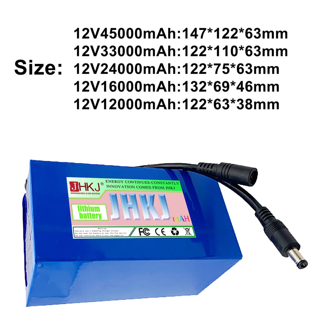 Batteria Ricaricabile da 12V, 5000mAh, 12000mAh, agli ioni di Litio, per Strisce LED/Telecamera CCTV/Router, Batteria Portatile da 12 Volt, 24000mAh, 45000mAh con interfaccia CC
