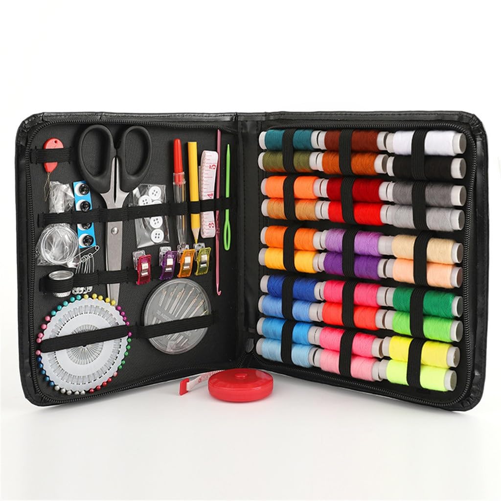 JFDBGU Juego de costura for el hogar, juego de costura, juego de costura, aguja de coser a mano, juego de costura de viaje, 128 juegos de caja de costura