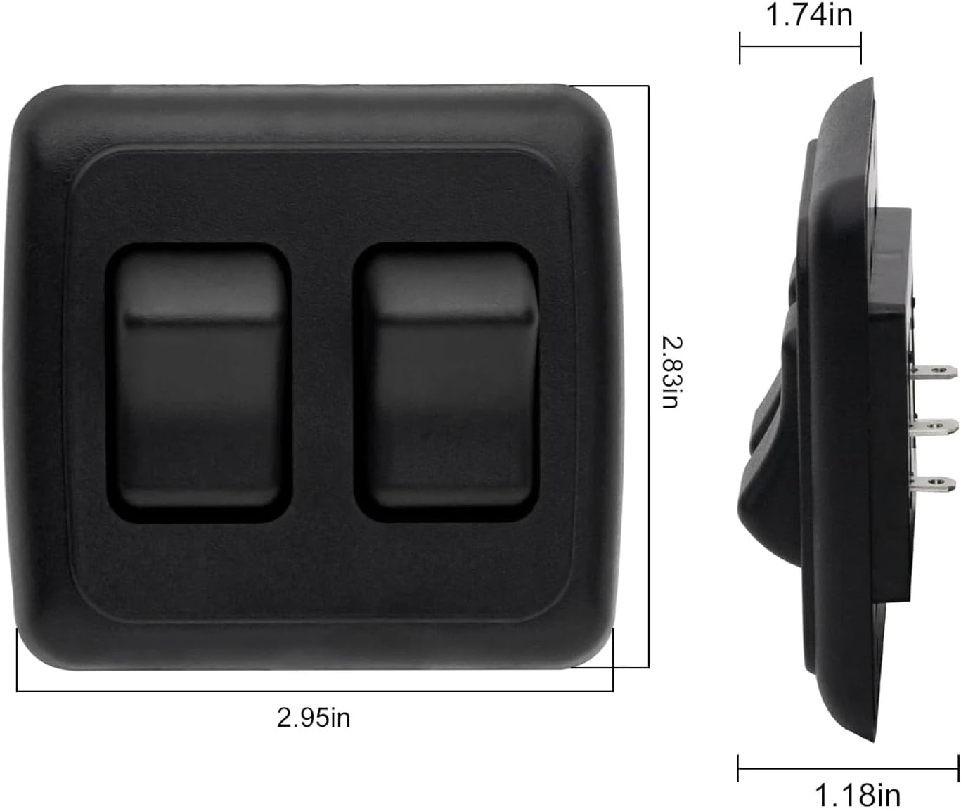 Double SPST On-Off Switch with Bezel, 12V Light Switch for RV, Camper(Black)