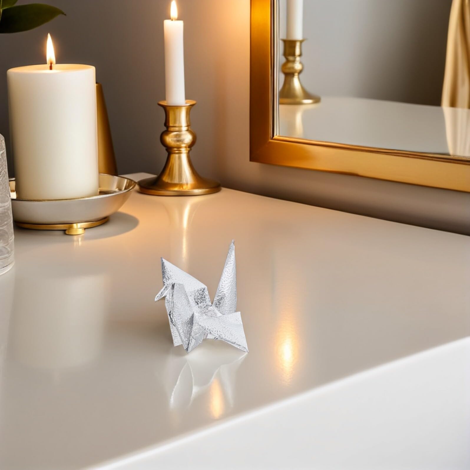 50 Gru Origami Argento Prefabbricate da 10 Cm Decorazioni Origami da Appendere per Matrimoni, Compleanni e Shower, Ciondoli Leggeri per Decorazioni Fai da Te e Allestimenti