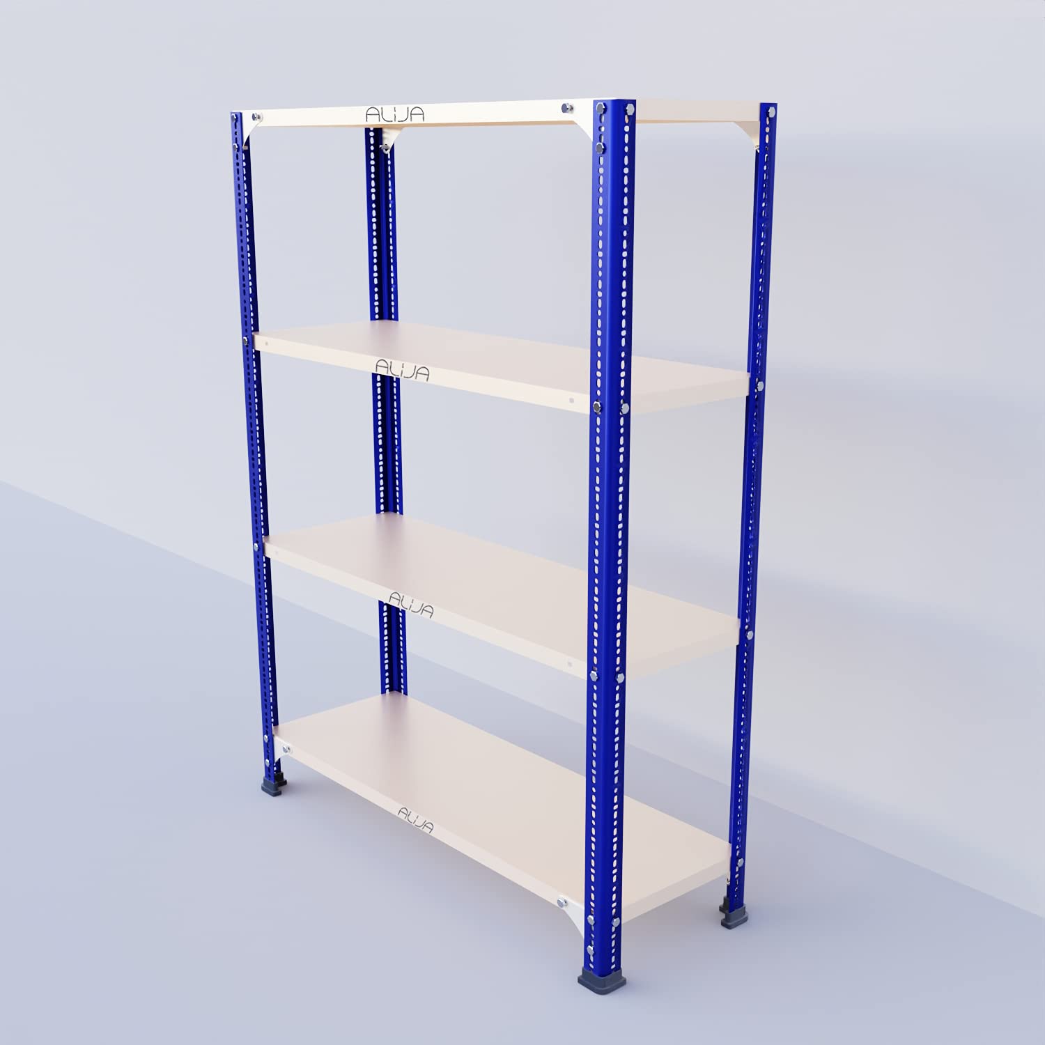ALIJA® Slotted Angle Rack with 4 Shelf Shelving Unit Multipurpose Rack (48 X 35 X 12 Inch) (Blue and Ivory, 22 Gauge Shelves, 16 Gauge Angle) (B09W2TK9TZ) Amazon Price History, Amazon Price Tracker
