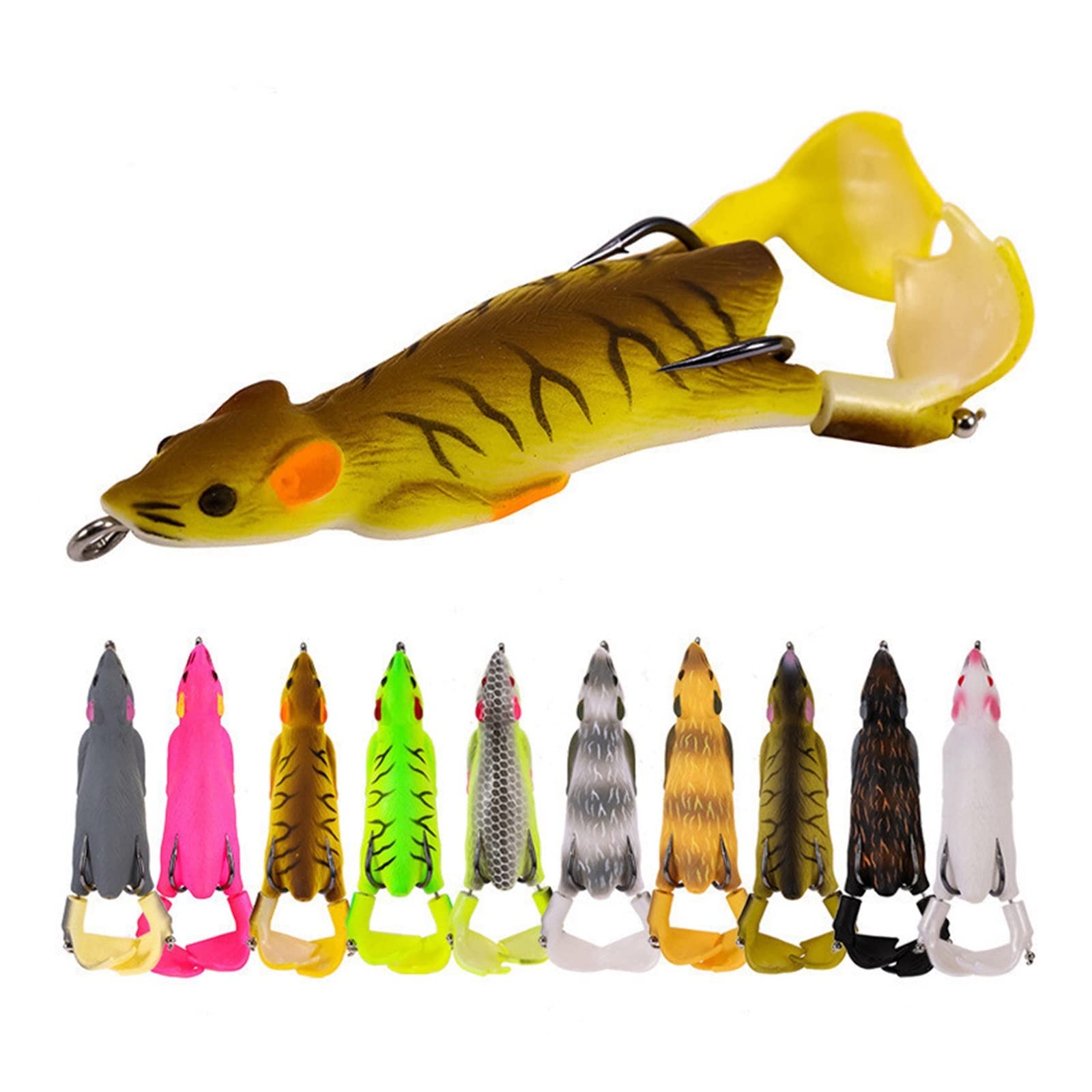 LUOLINGONGJUE® Mouse Shaped Soft Lure Bait with Flippers Floating Water Action and Double Hook for Fishing | Style 2 4