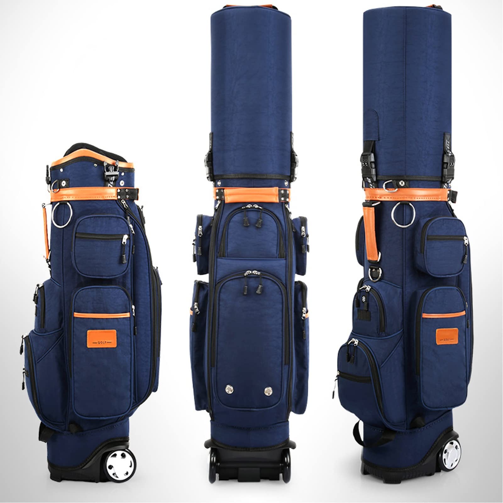 Golf Bag with Multiple Pockets, Golf Club Travel Bag with Wheels, Super Large Pulley, Smooth Towing, Wear-Resistant and Durable, Large-Capacity Design