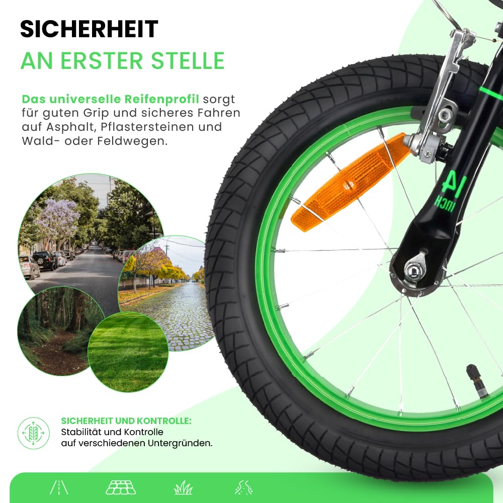 sun baby Kinderfahrrad 14/16 Zoll LOVEL - Mädchenfahrrad und Jungenfahrrad, 3-6 Jahre, max. 50 kg - Korb, Klingel, Kettenschutz