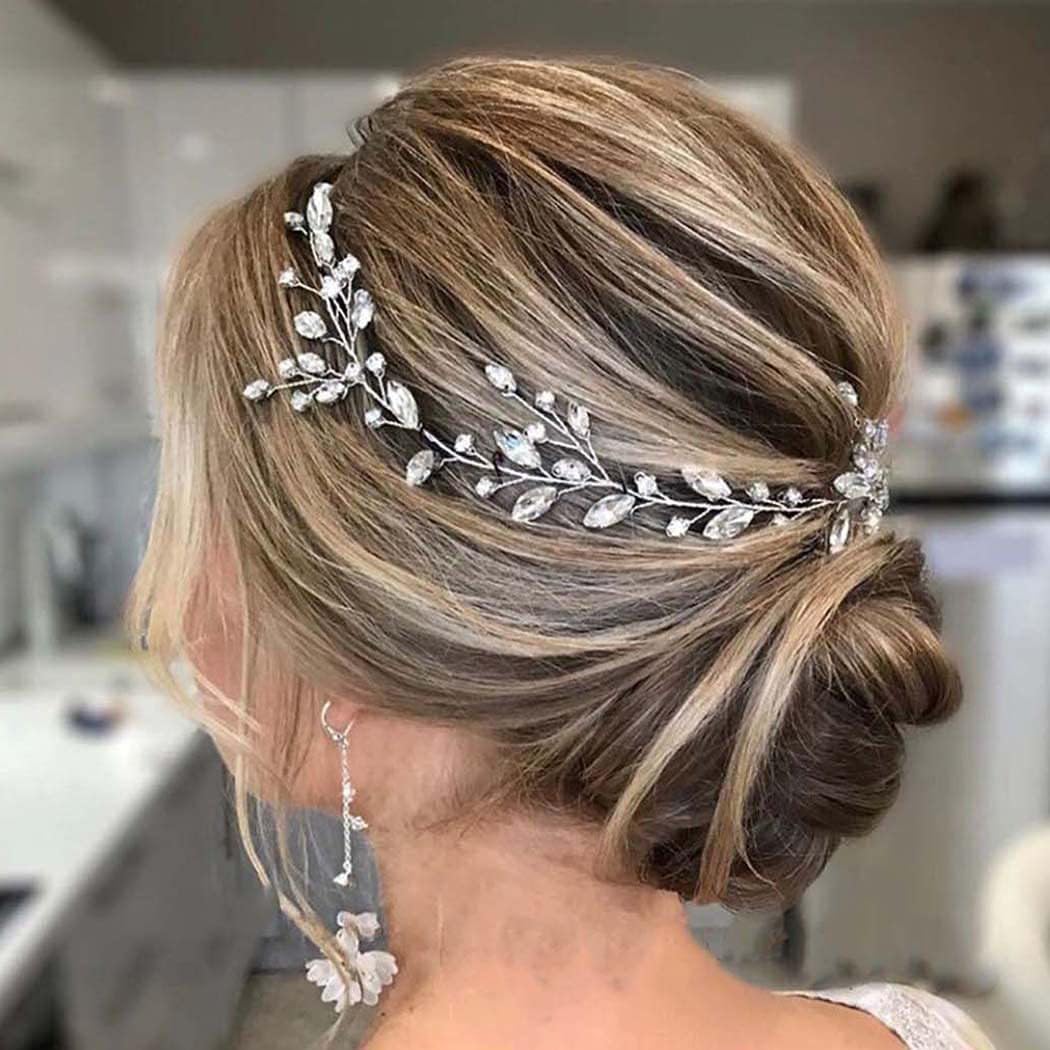 Piezas de pelo hechas a mano con diamantes de imitación plateados para novias, bodas, accesorios para el cabello, horquillas para dama de honor, regalos de fiesta para novias, mujeres y damas