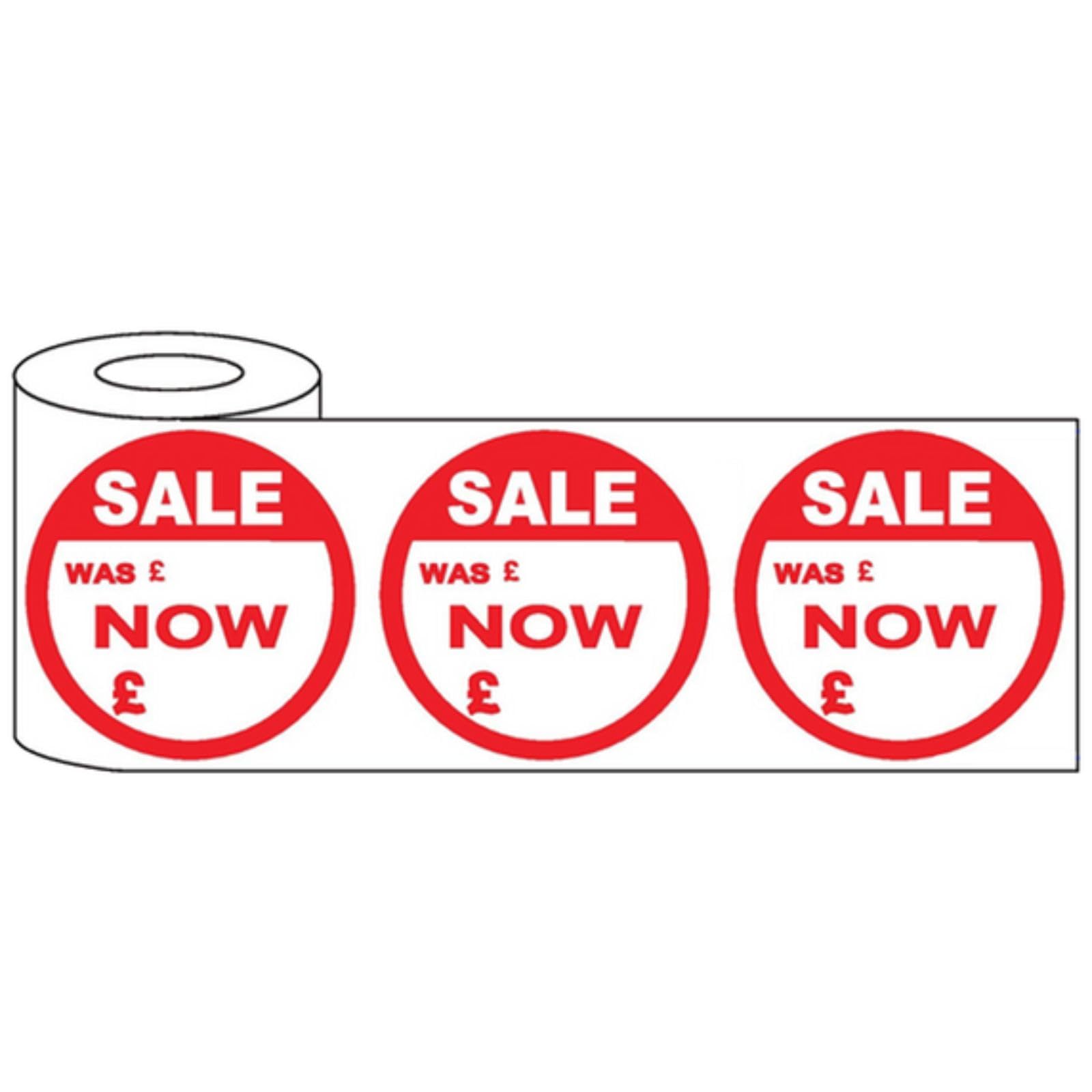 Sale was/Now Promotional Adhesive Stickers Sticky Red Labels Price Labels for Retail Price Display 45mm Diamter Roll of 500 Stickers