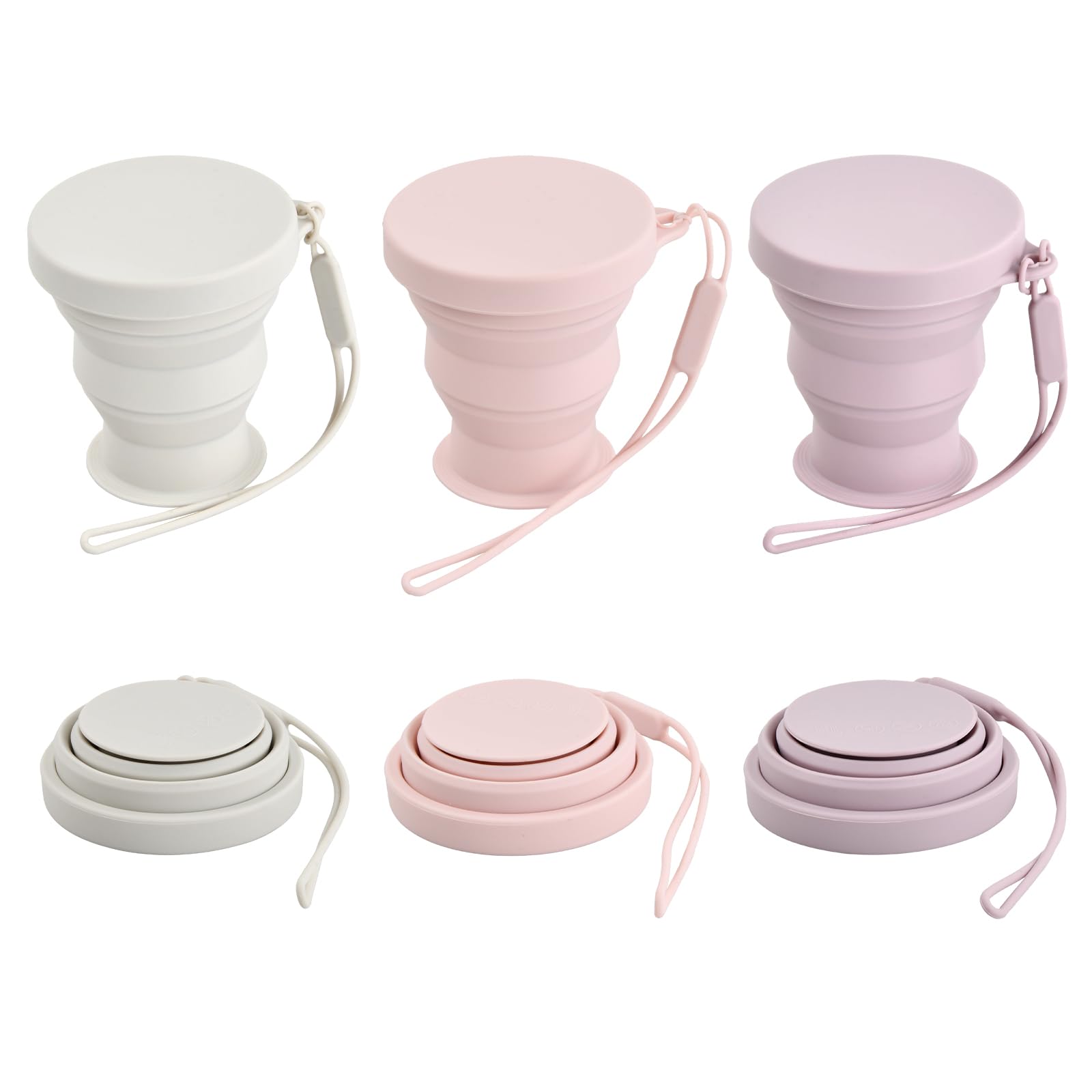 3 Pezzi Coppa di Viaggio Tazze di Silicone Pieghevole 180ml Tazza Caffe Tazza d'Acqua Pieghevole Riutilizzabile con Coperchio di Sigillatura per Outdoor, Campeggio, Escursionismo