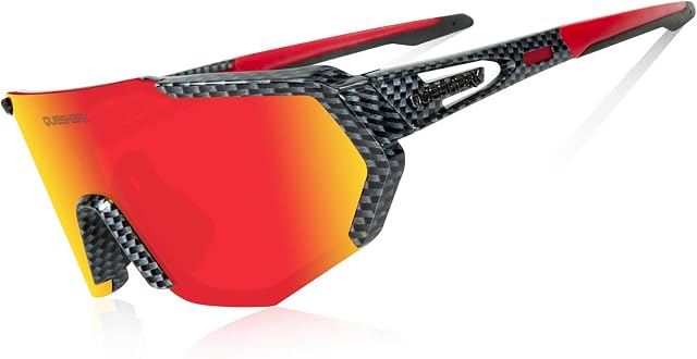 Queshark Cycling Glasses Polarized Sports Sunglasses for Men Women 3 or 5 Lens