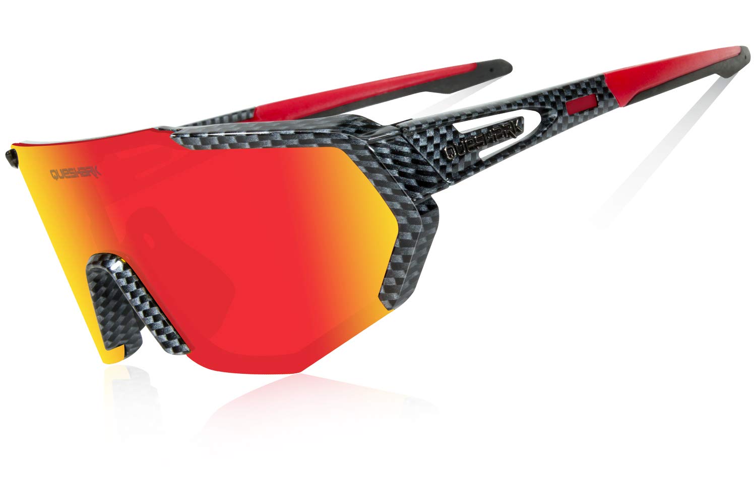 Queshark Okulary rowerowe, polaryzacyjne, sportowe okulary przeciwsłoneczne dla mężczyzn i kobiet, z 5 wymiennymi soczewkami, anty-UV400, do jazdy, wędkowania, baseballu, biegania, wędrówek
