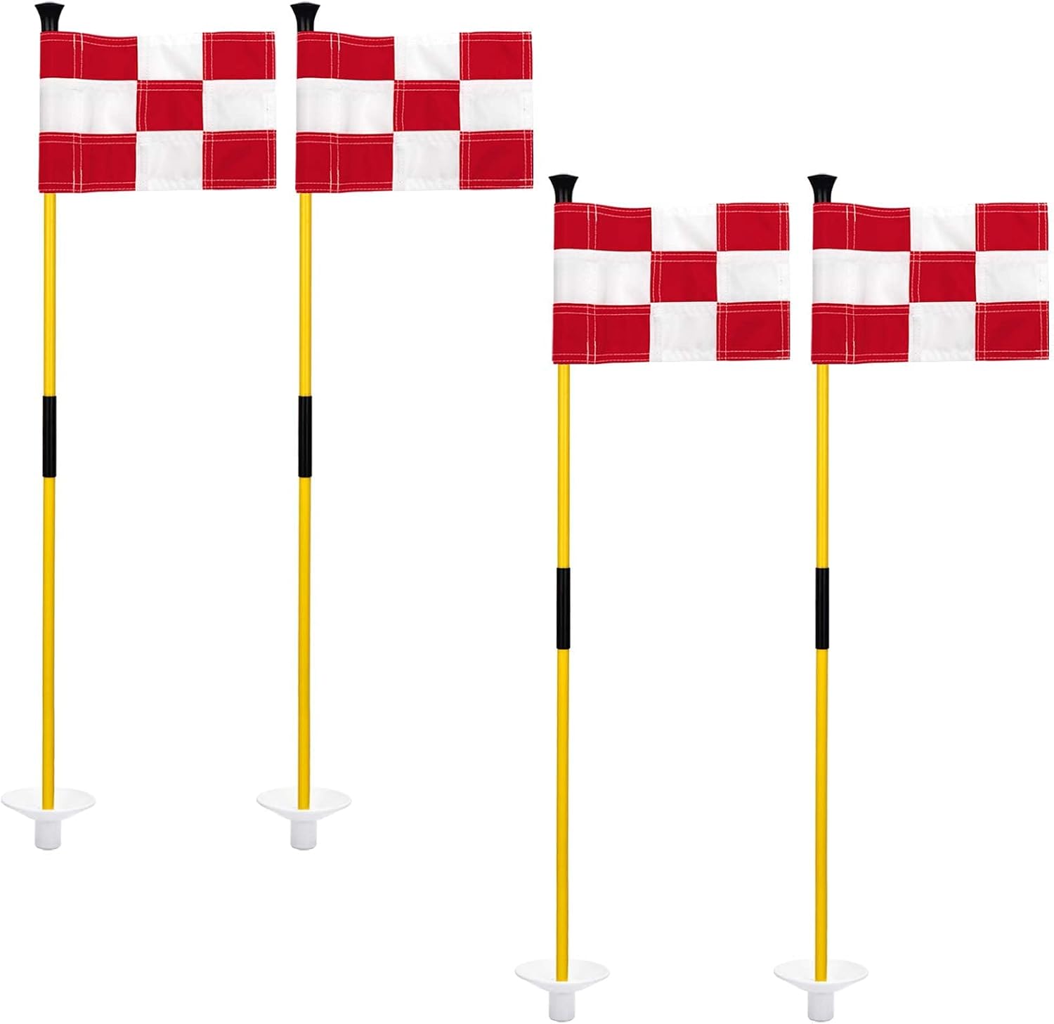 KINGTOP Golf Flagstick Mini, Putting Green Flag for Yard, 3 Feet Flagpole 2-Section Design, Golf Pin Flags Set, 4-Pack
