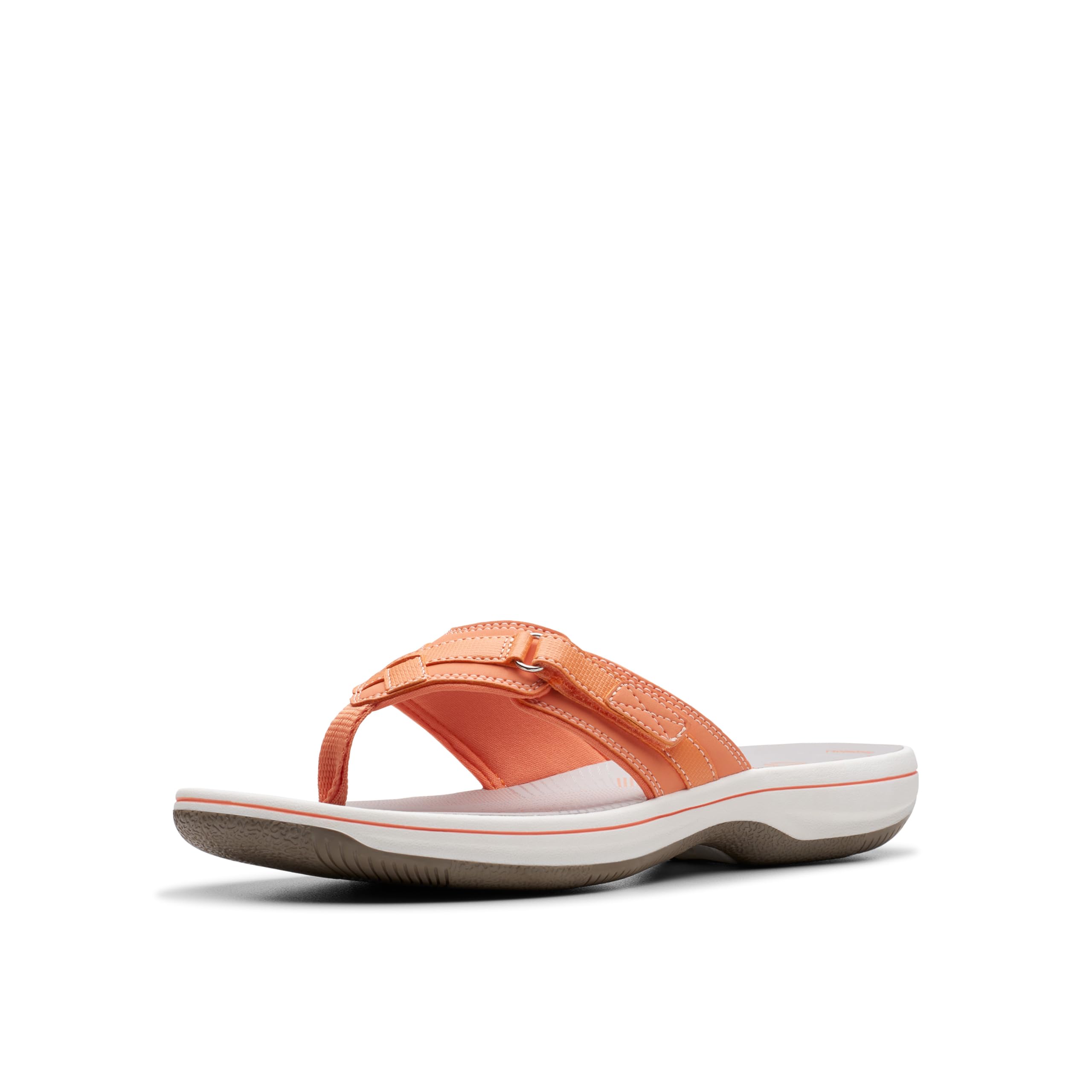 Clarks Women's Breeze Sea Flip-Flop, Tangerine/Pop Synthetic, 2.5 UK