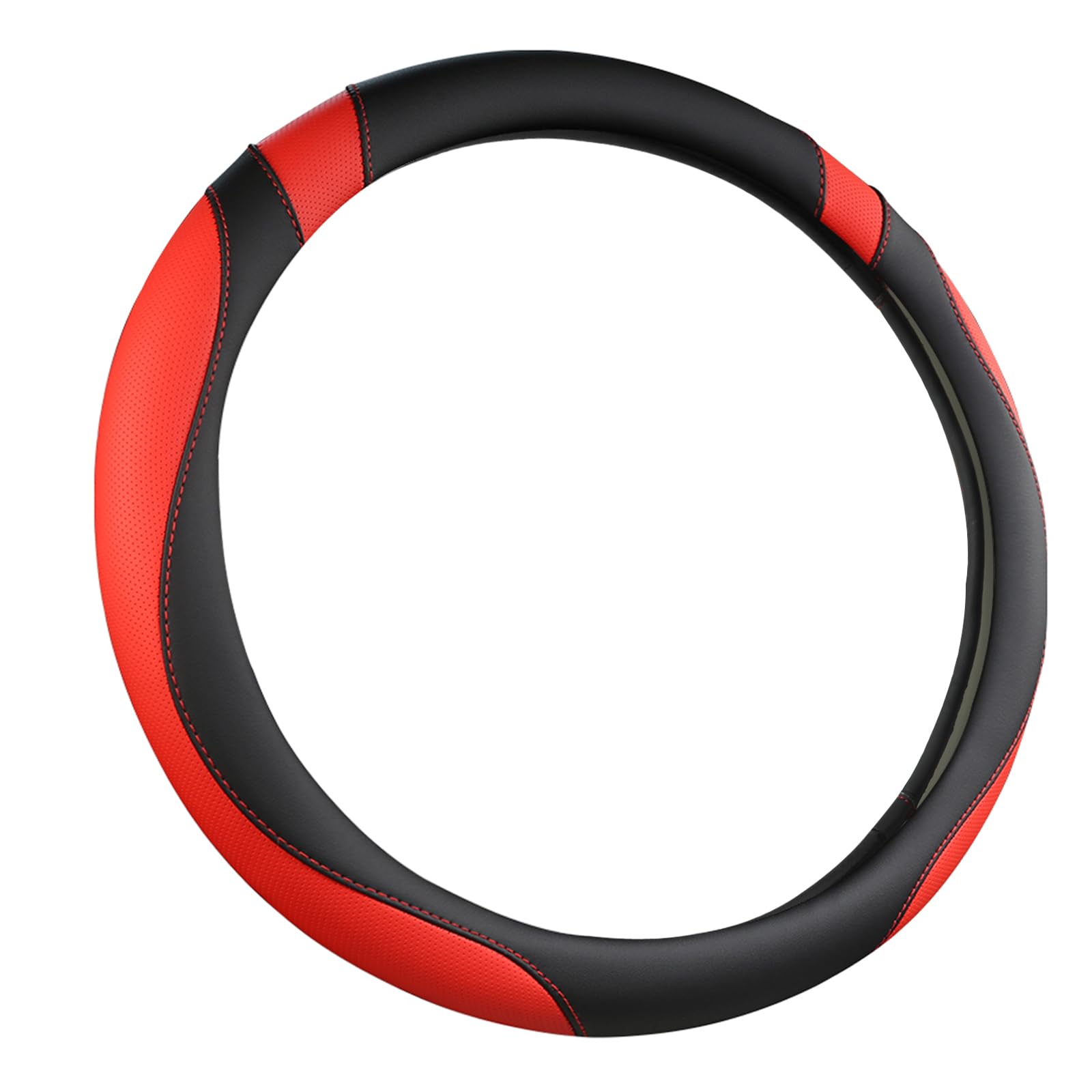 West Llama Customized Auto Car Steering Wheel Cover for Dodge RAM 1500 2500 3500, 15.5-16 inches (Black+Red-Large Size)