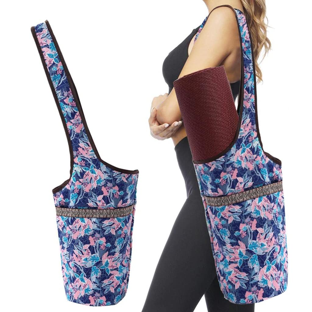 Modna torba na matę do jogi Płótno Duży rozmiar kieszeń na suwak pasuje do większości mat Tote Sling Carrier Materiały do ​​​​fitnessu (kolor: B, rozmiar: 88,9 * 34,29 cm) (C 88,9 * 34,29 cm) little