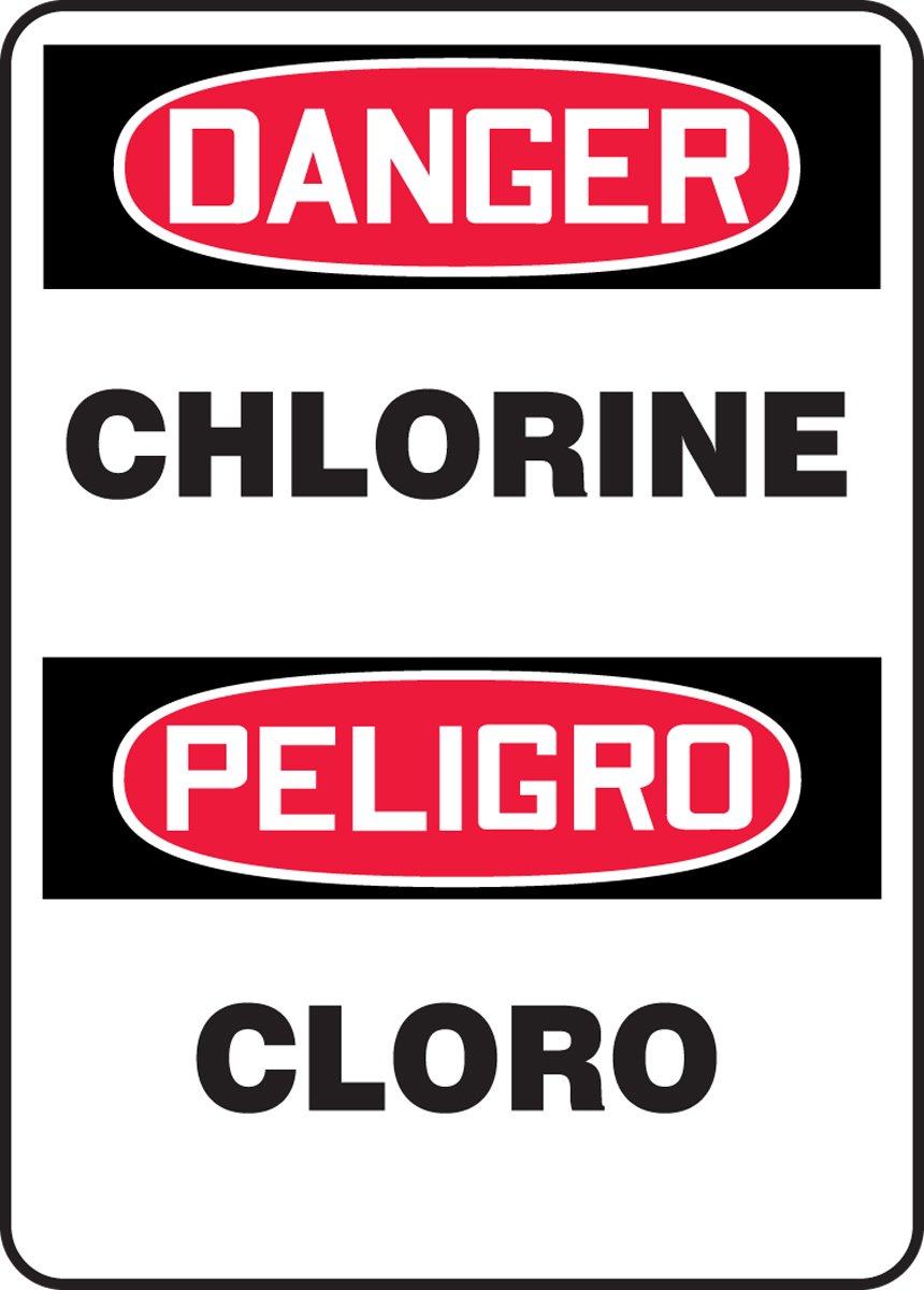 Panneau Danger Chlorine bilingue pour signalisation de zone à risque chimique