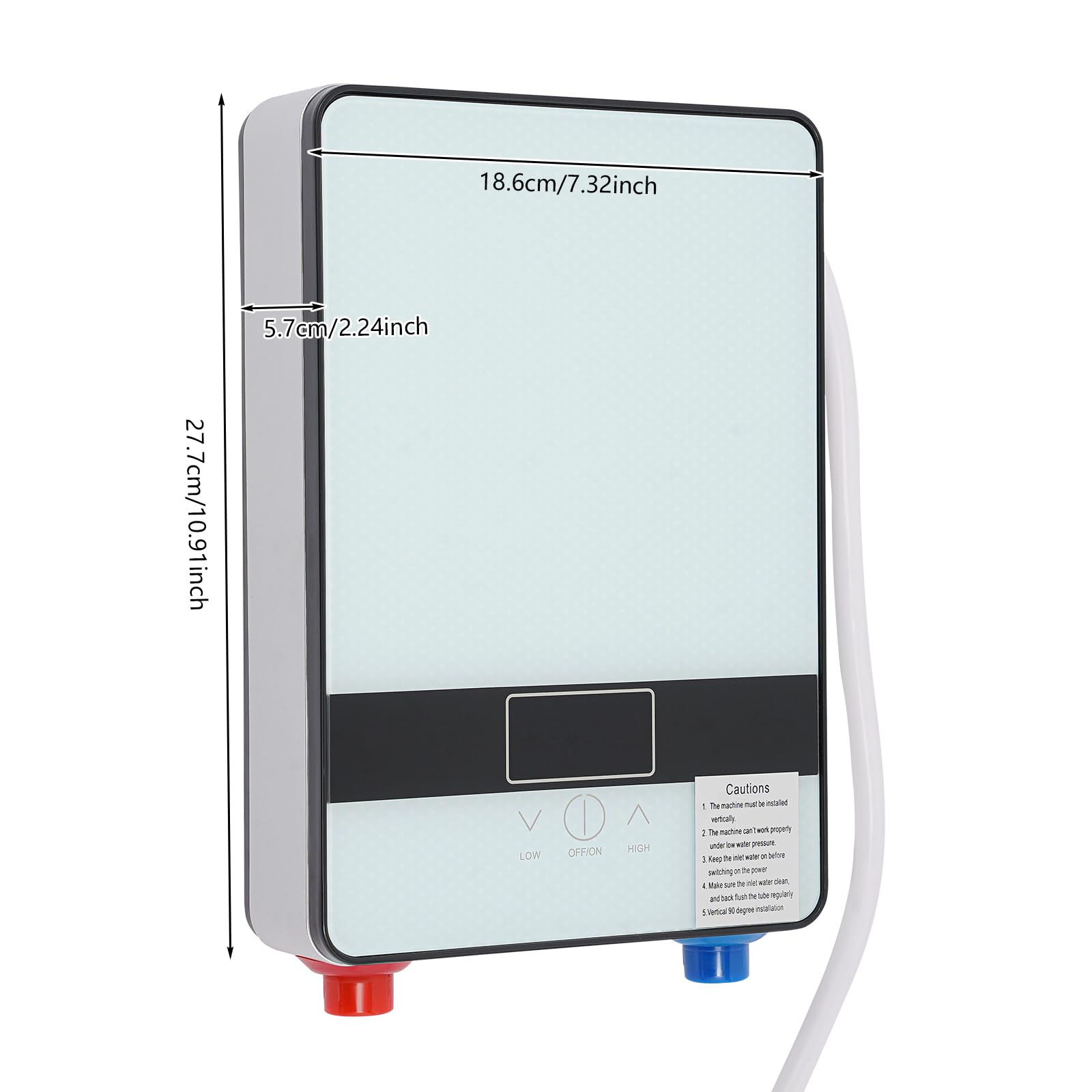 Calentador de agua instantáneo de 6500 W, calentador de agua eléctrico con pantalla LED táctil e inteligencia de temperatura constante, temperatura regulable, IPX24 impermeable, incluye ducha de mano